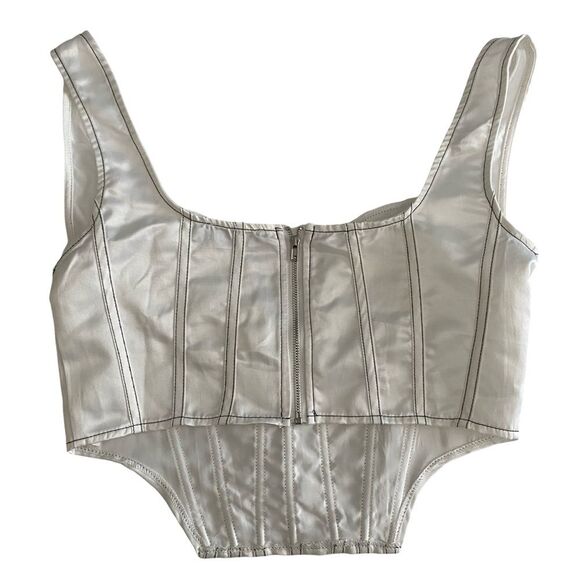PrettyLittleThing Bustier Crop Top White Size 6 - Picture 2 of 4